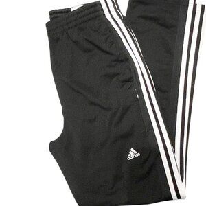 Adidas Size Youth Large Track Pants Sweatpants Black w/ White 3 Stripes